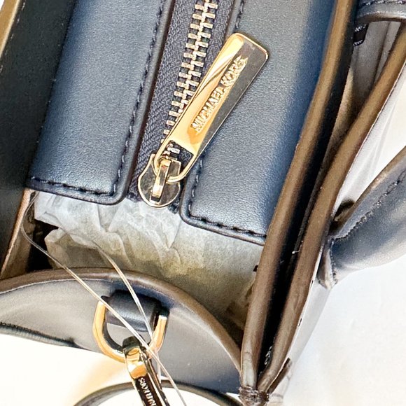 Michael Kors Gabby Small Satchel Top Zip Shoulder Crossbody Bag Navy - Picture 12 of 13